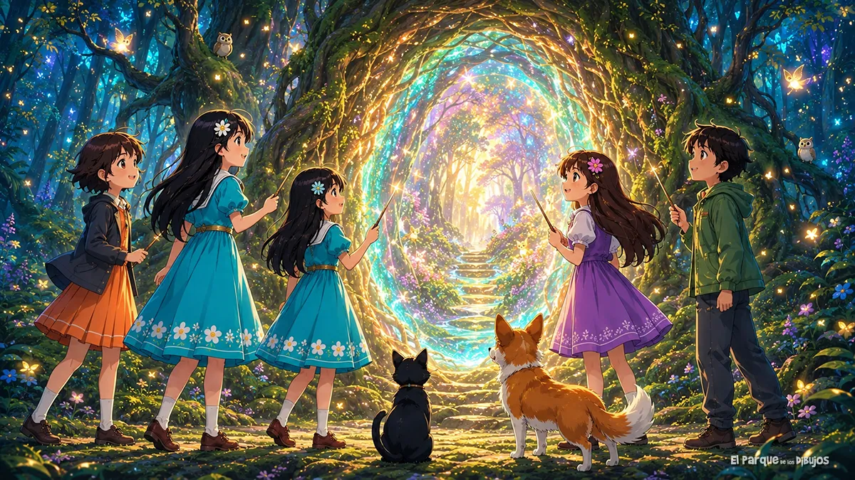 The secret portal of the enchanted forest The magical heart of the Aurora Tree