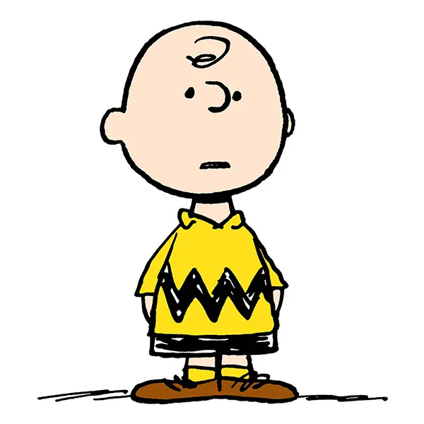 The Charlie Brown character created by Charles M. Schulz for the Peanuts comic strip.