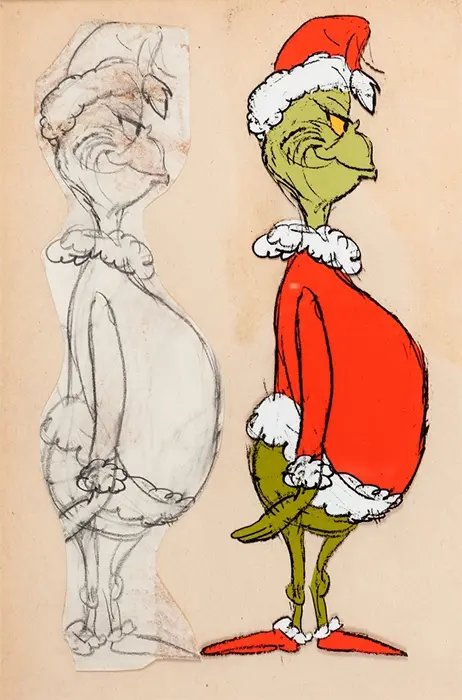 Dibujo original de Dr. Seuss del libro "How The Grinch Stole Christmas"