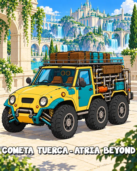 The Cometa Tuerca vehicle, a mobile centerpiece of the animated series Atria Beyond